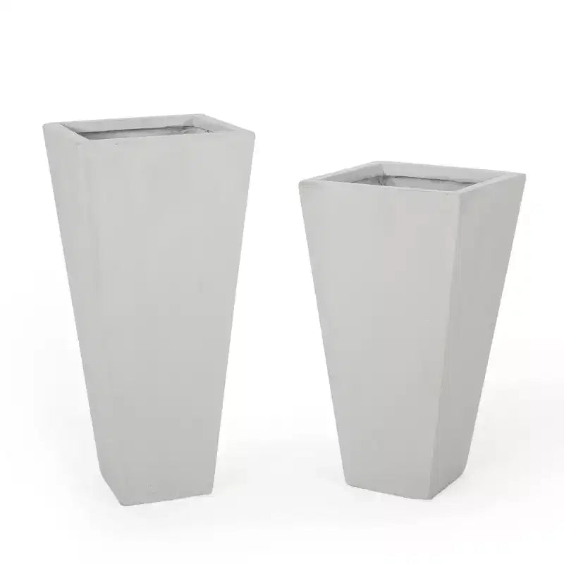 Christopher Knight Home Ella Outdoor Modern Medium and Small Cast Stone Planters (Set of 2)