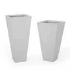 Christopher Knight Home Ella Outdoor Modern Medium and Small Cast Stone Planters (Set of 2)