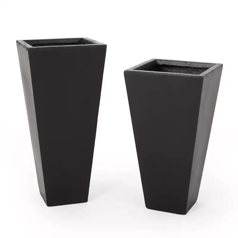 Christopher Knight Home Ella Outdoor Modern Medium and Small Cast Stone Planters (Set of 2)