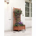 Wooden Garden bed with Trellis and Wheels, Drainage Holes Garden bed, Raised bed for climbing plants,Flowers and Vegetables.