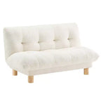 Buzz & Bloom Faux Shearling Cushioned Kids Couch with Tufted Seat and Back, Wood Legs in Marshmallow