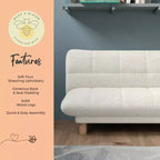Buzz & Bloom Faux Shearling Cushioned Kids Couch with Tufted Seat and Back, Wood Legs in Marshmallow