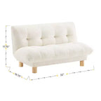 Buzz & Bloom Faux Shearling Cushioned Kids Couch with Tufted Seat and Back, Wood Legs in Marshmallow