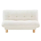 Buzz & Bloom Faux Shearling Cushioned Kids Couch with Tufted Seat and Back, Wood Legs in Marshmallow