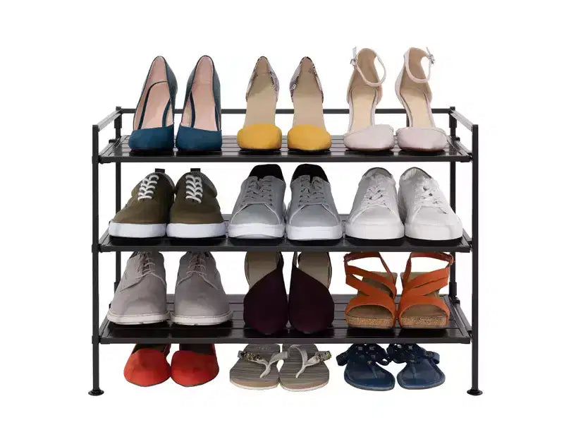 Seville Classics 12-Pair 3-Tier Resin Sturdy Metal Shoe Rack