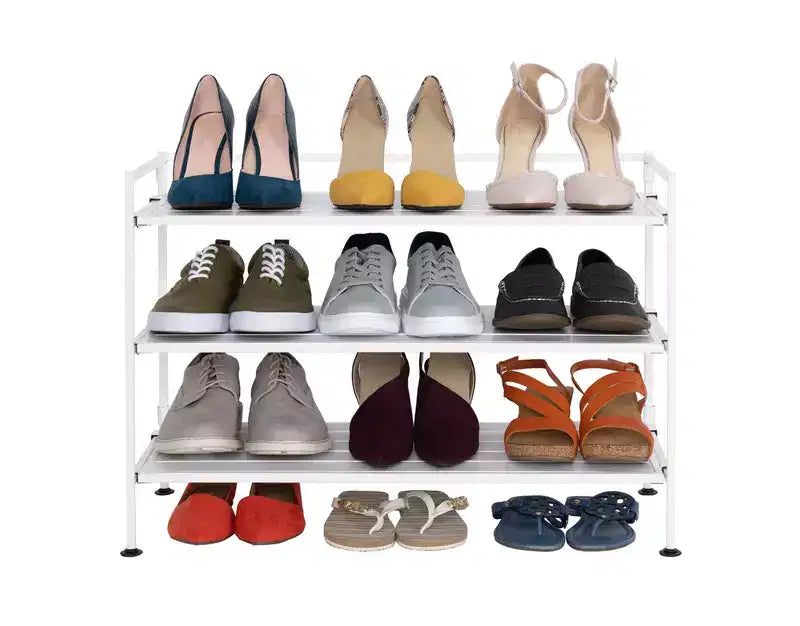 Seville Classics 12-Pair 3-Tier Resin Sturdy Metal Shoe Rack