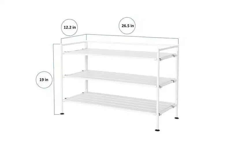 Seville Classics 12-Pair 3-Tier Resin Sturdy Metal Shoe Rack