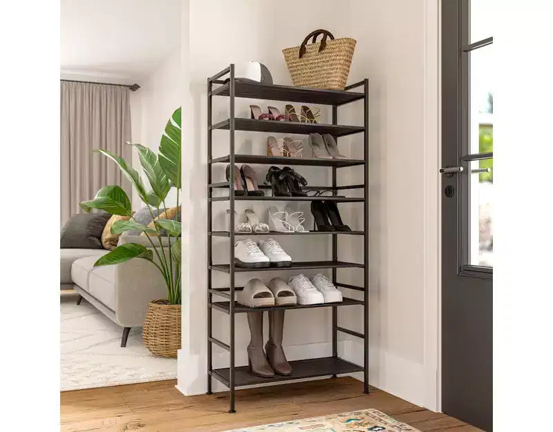 Seville Classics 12-Pair 3-Tier Resin Sturdy Metal Shoe Rack