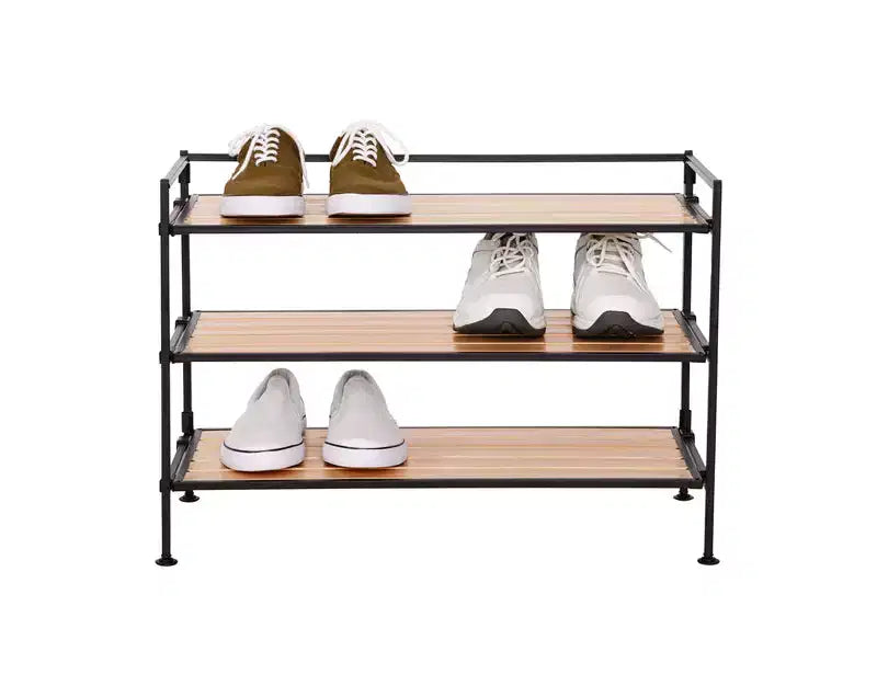 Seville Classics 12-Pair 3-Tier Resin Sturdy Metal Shoe Rack