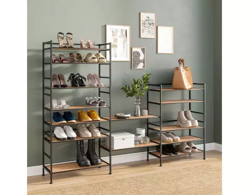 Seville Classics 12-Pair 3-Tier Resin Sturdy Metal Shoe Rack