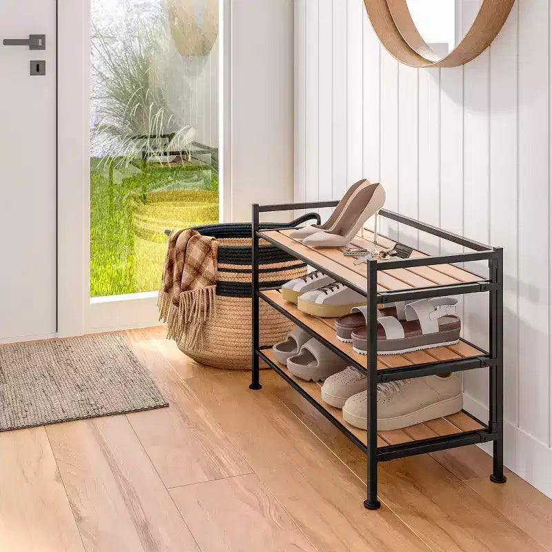 Seville Classics 12-Pair 3-Tier Resin Sturdy Metal Shoe Rack