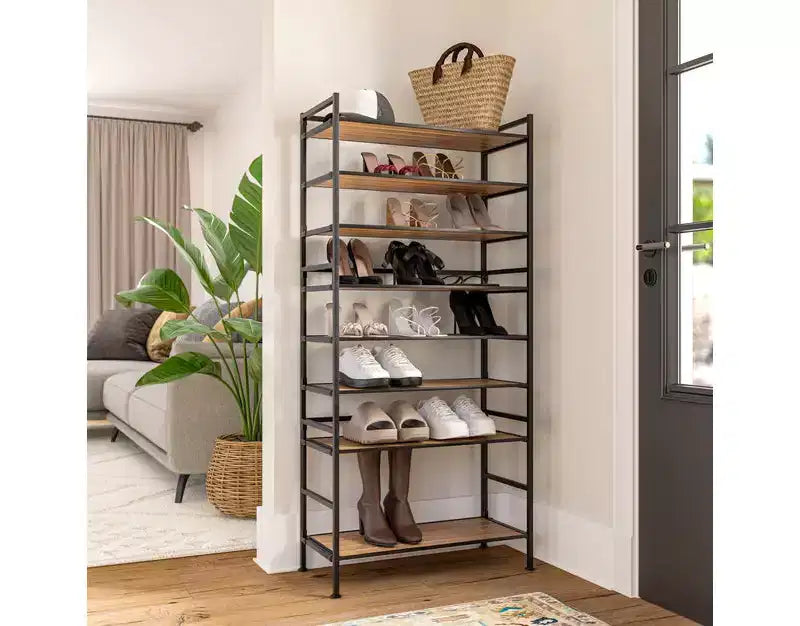 Seville Classics 12-Pair 3-Tier Resin Sturdy Metal Shoe Rack
