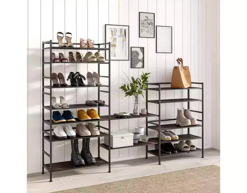 Seville Classics 12-Pair 3-Tier Resin Sturdy Metal Shoe Rack