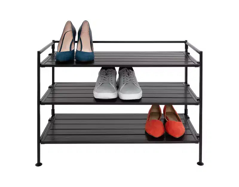 Seville Classics 12-Pair 3-Tier Resin Sturdy Metal Shoe Rack