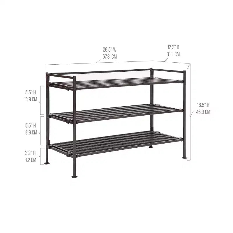 Seville Classics 9-Pair 3-Tier Resin Slat Stackable Shoe Rack