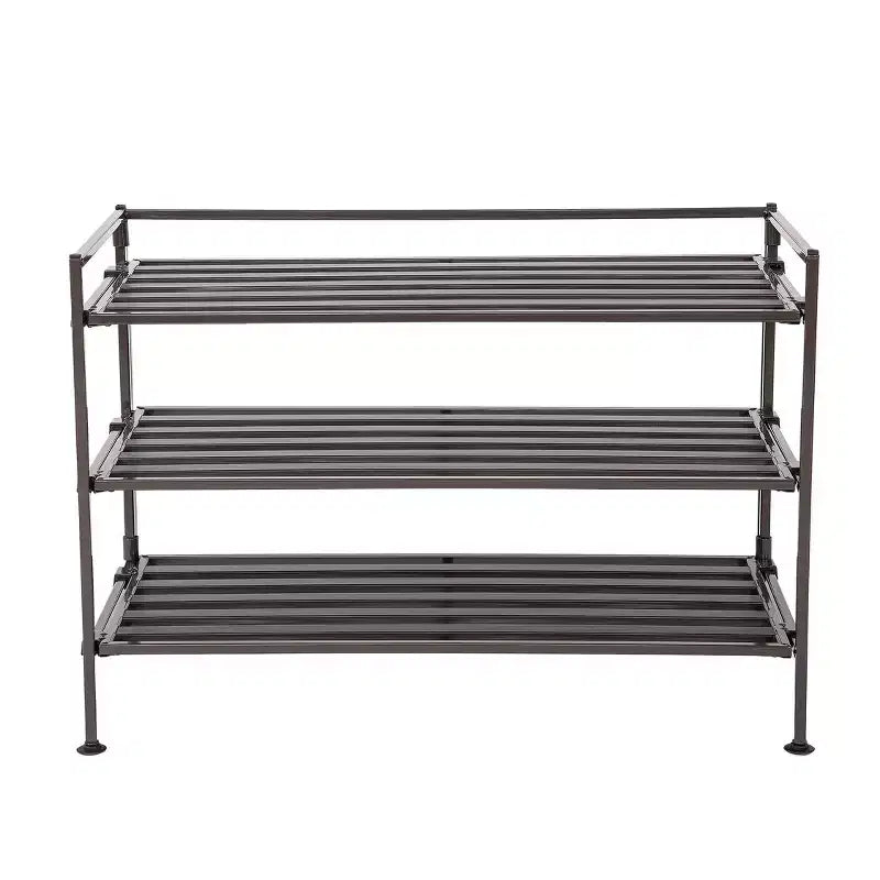 Seville Classics 9-Pair 3-Tier Resin Slat Stackable Shoe Rack