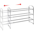 Seville Classics 24-Pair 3-Tier Expandable Non-Slip Metal Frame Shoe Rack