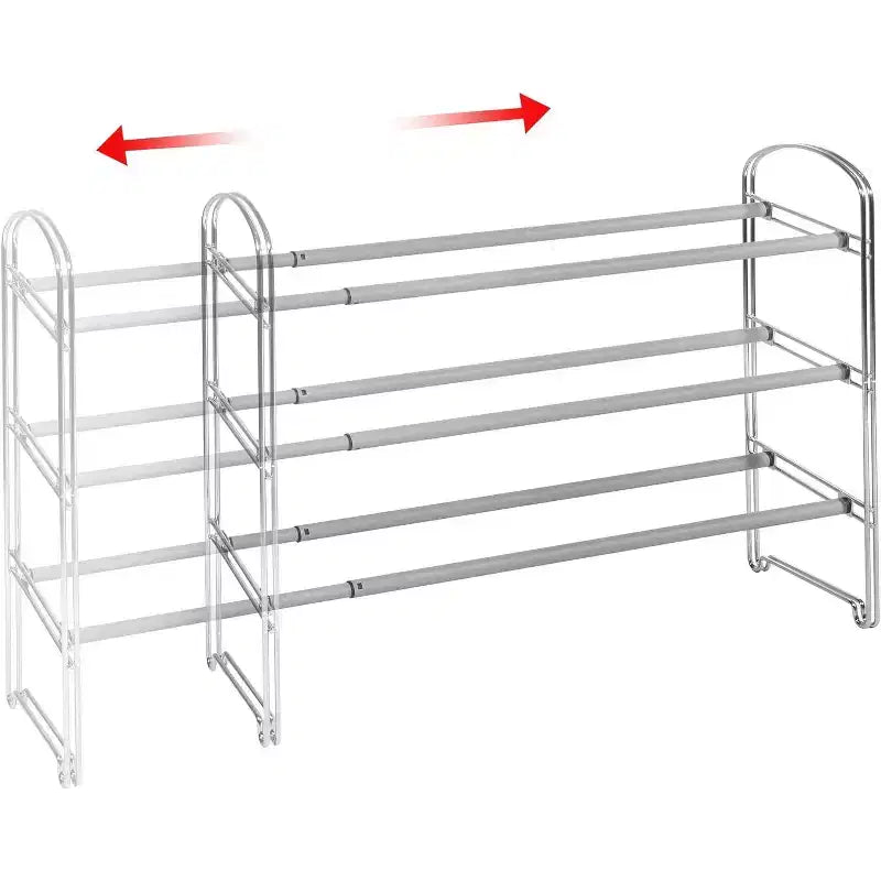Seville Classics 24-Pair 3-Tier Expandable Non-Slip Metal Frame Shoe Rack