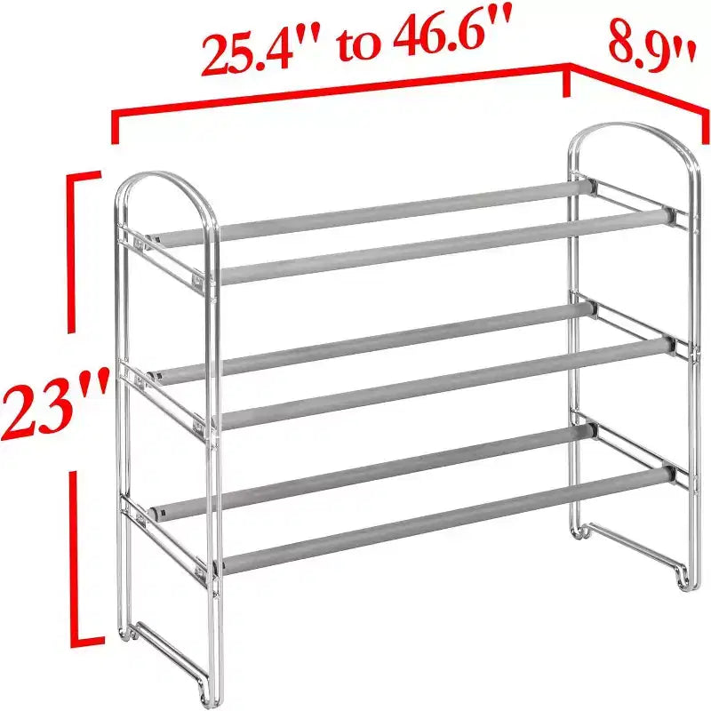 Seville Classics 24-Pair 3-Tier Expandable Non-Slip Metal Frame Shoe Rack