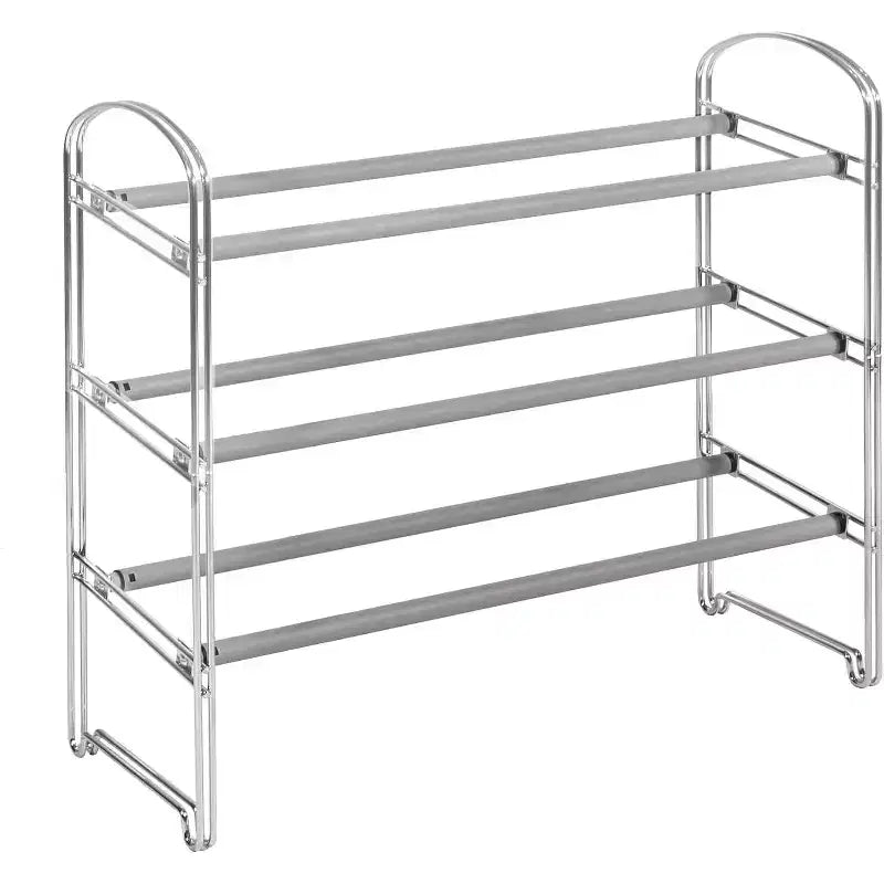 Seville Classics 24-Pair 3-Tier Expandable Non-Slip Metal Frame Shoe Rack