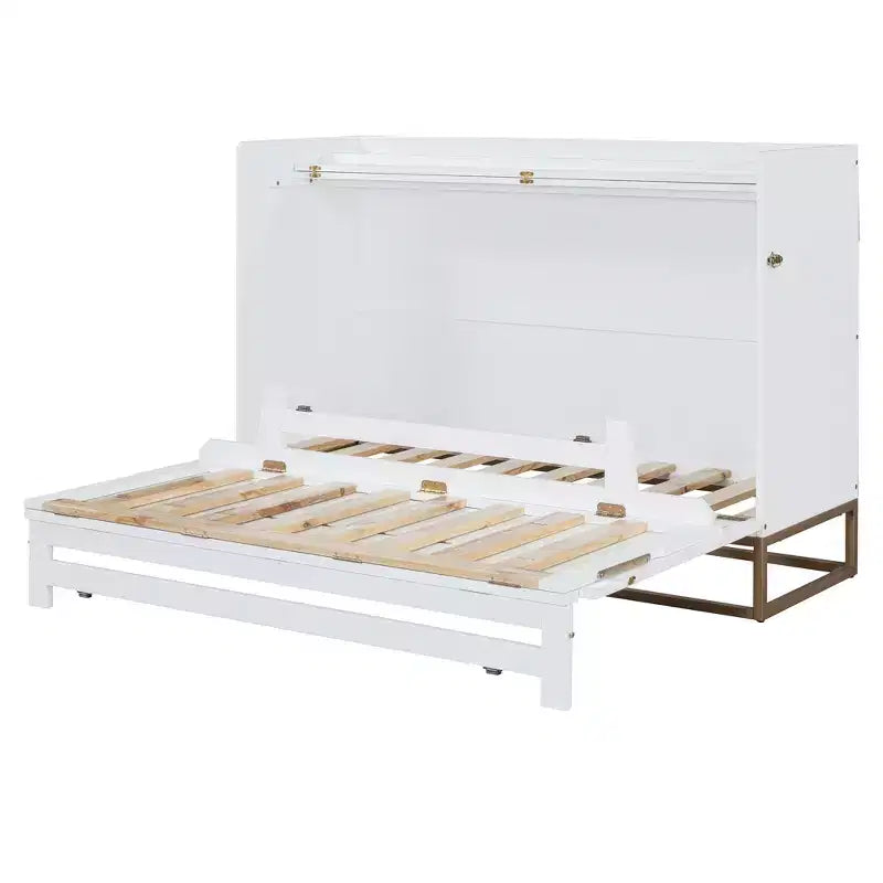 Whisen Modern Design Queen Size Murphy Bed, Folded into a Cabinet with Iron Legs