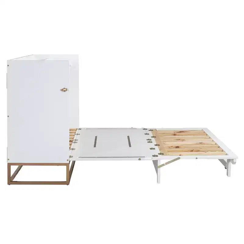Whisen Modern Design Queen Size Murphy Bed, Folded into a Cabinet with Iron Legs