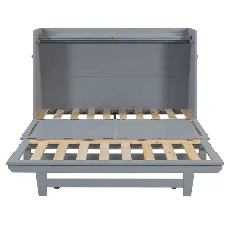 Whisen Modern Design Queen Size Murphy Bed, Folded into a Cabinet with Iron Legs