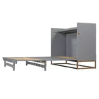 Whisen Modern Design Queen Size Murphy Bed, Folded into a Cabinet with Iron Legs