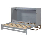 Whisen Modern Design Queen Size Murphy Bed, Folded into a Cabinet with Iron Legs