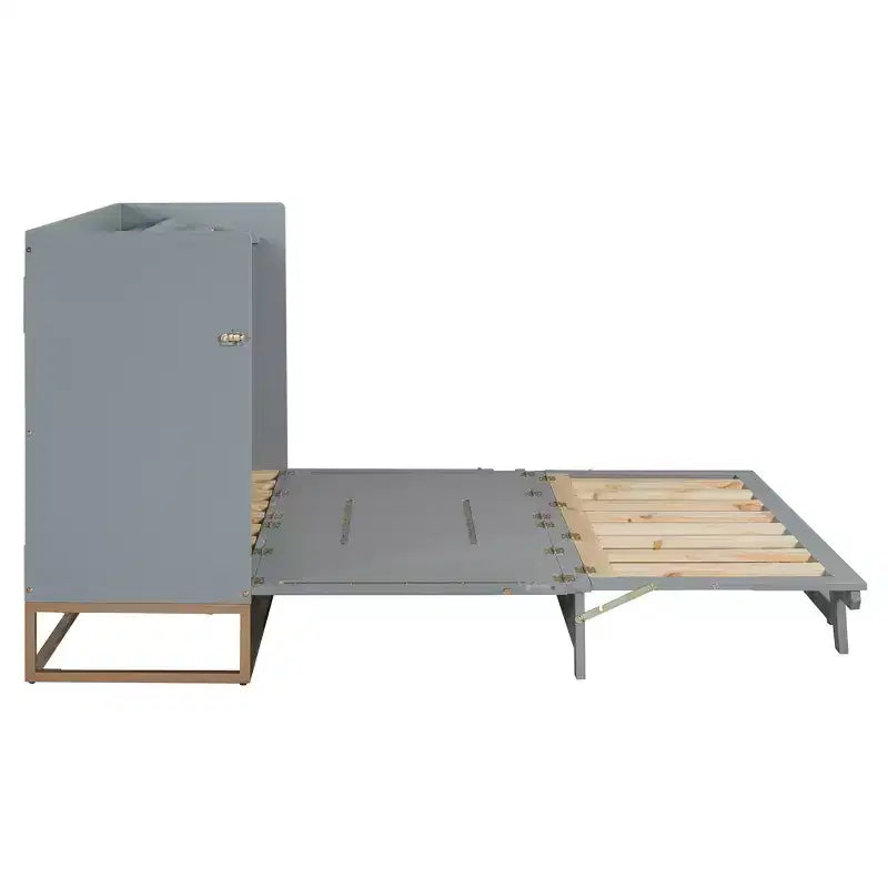 Whisen Modern Design Queen Size Murphy Bed, Folded into a Cabinet with Iron Legs