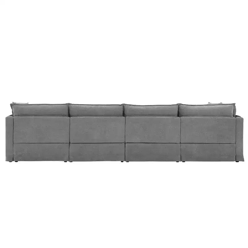 Whisen 125.5 Modular 6-Seat Sectional Sofa with Movable Ottoman Wide Seat Chenille Fabric Free Combination for Living Room Apartment