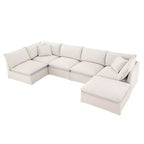 Whisen 125.5 Modular 6-Seat Sectional Sofa with Movable Ottoman Wide Seat Chenille Fabric Free Combination for Living Room Apartment