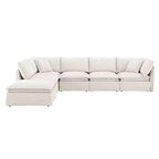 Whisen 125.5 Modular 6-Seat Sectional Sofa with Movable Ottoman Wide Seat Chenille Fabric Free Combination for Living Room Apartment
