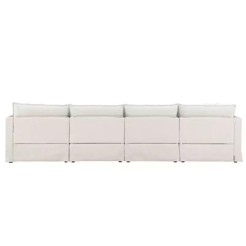 Whisen 125.5 Modular 6-Seat Sectional Sofa with Movable Ottoman Wide Seat Chenille Fabric Free Combination for Living Room Apartment