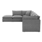 Whisen 125.5 Modular 6-Seat Sectional Sofa with Movable Ottoman Wide Seat Chenille Fabric Free Combination for Living Room Apartment