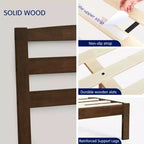 Subrtex Solid Wood Platform Bed with Headboard, Bed Frame with Wood Slat Support, Walnut