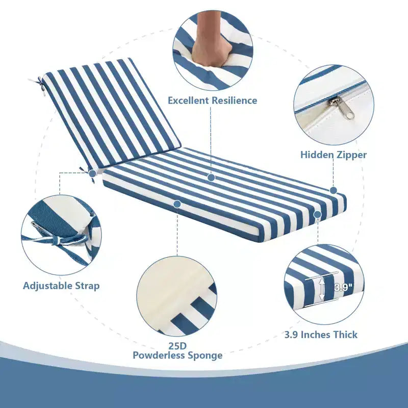 EROMMY Outdoor Chaise Lounge Chair Cushion