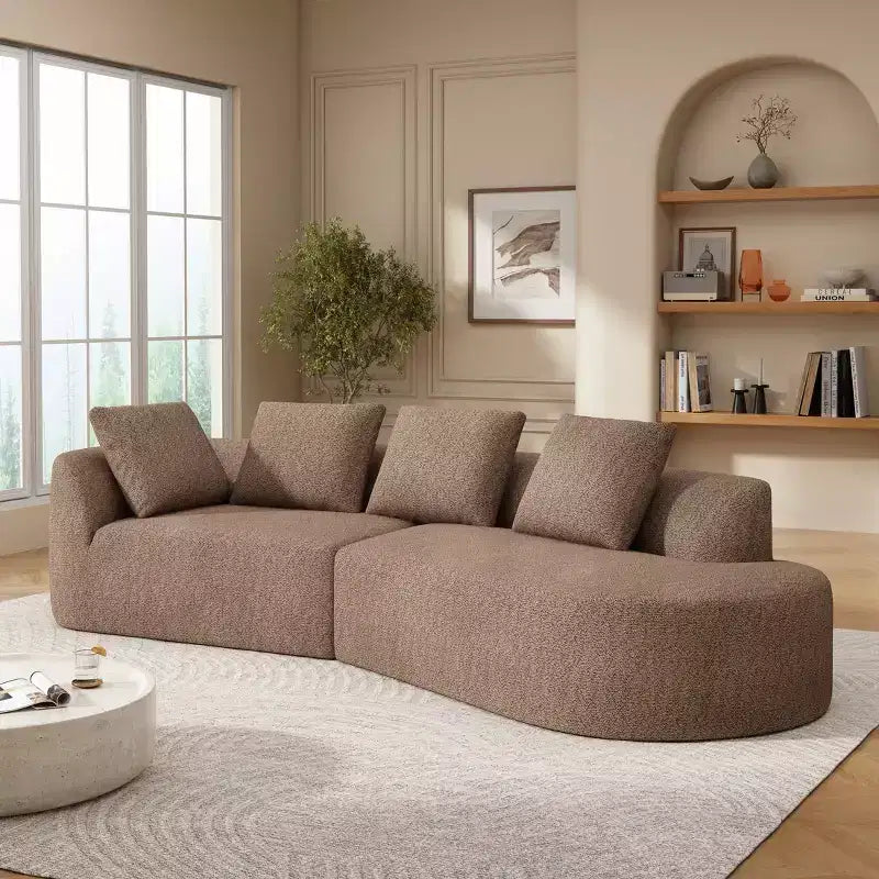 Christopher Knight Home 116 Modern Curved Sectional Sofa with High-Density Sponge and 4 Pillows