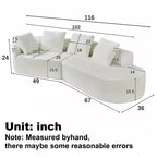 Christopher Knight Home 116 Modern Curved Sectional Sofa with High-Density Sponge and 4 Pillows