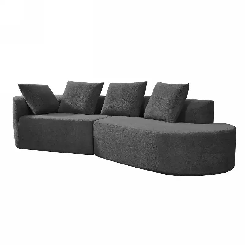 Christopher Knight Home 116 Modern Curved Sectional Sofa with High-Density Sponge and 4 Pillows