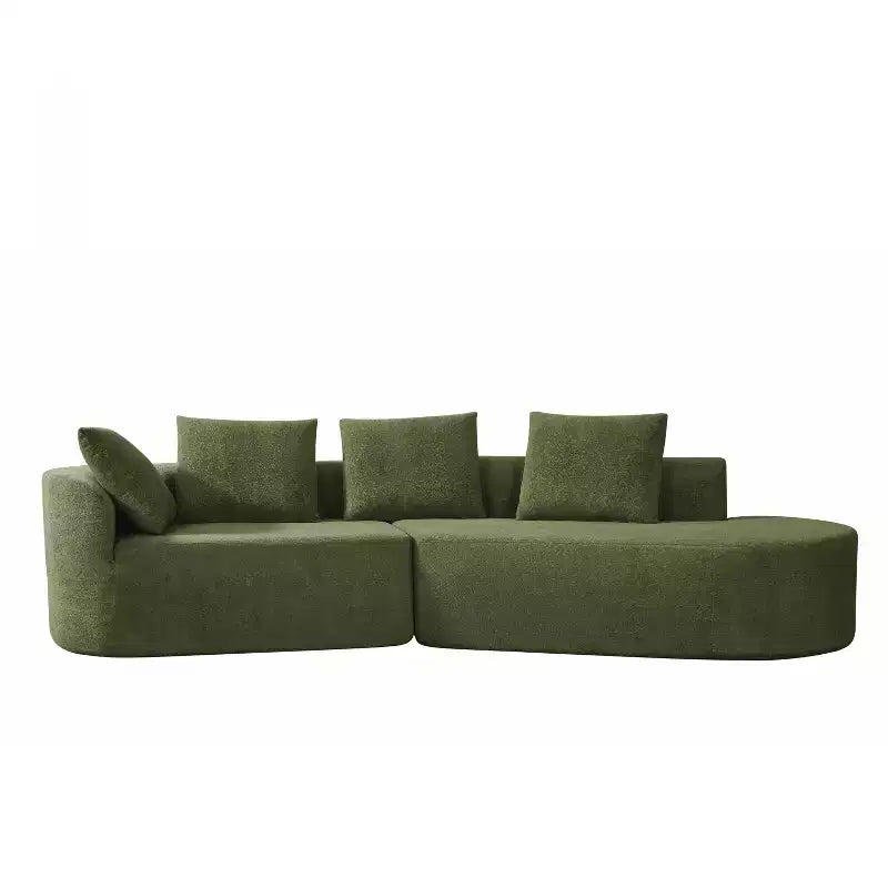 Christopher Knight Home 116 Modern Curved Sectional Sofa with High-Density Sponge and 4 Pillows