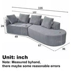 Christopher Knight Home 116 Modern Curved Sectional Sofa with High-Density Sponge and 4 Pillows
