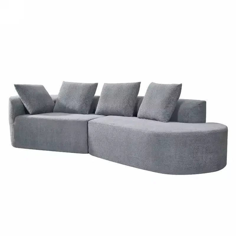 Christopher Knight Home 116 Modern Curved Sectional Sofa with High-Density Sponge and 4 Pillows