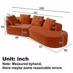 Christopher Knight Home 116 Modern Curved Sectional Sofa with High-Density Sponge and 4 Pillows