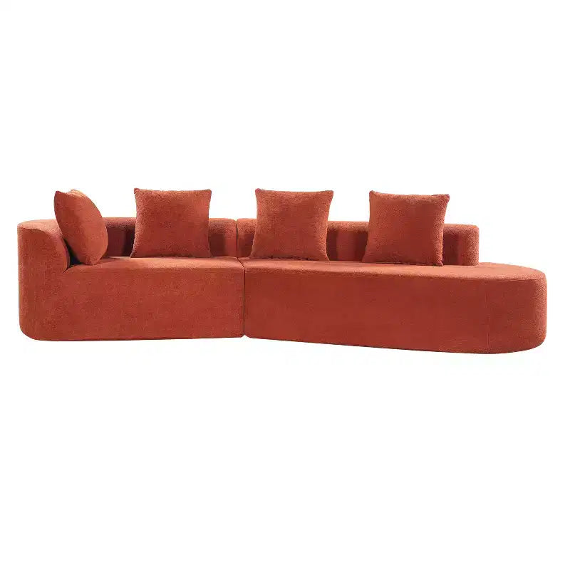 Christopher Knight Home 116 Modern Curved Sectional Sofa with High-Density Sponge and 4 Pillows