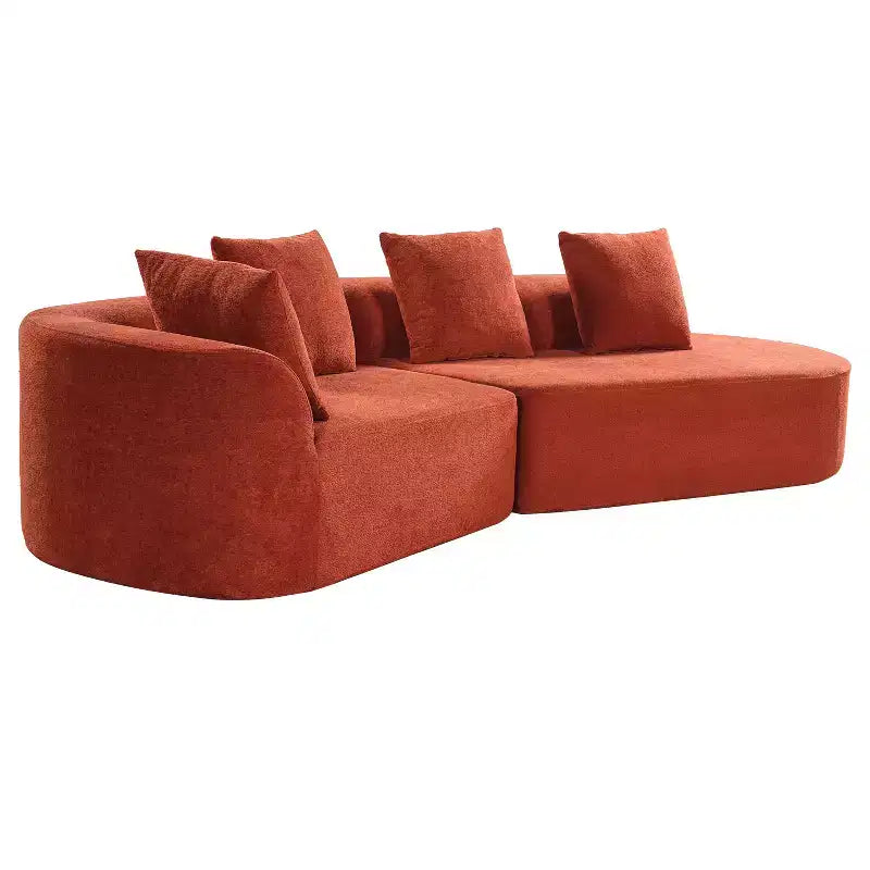 Christopher Knight Home 116 Modern Curved Sectional Sofa with High-Density Sponge and 4 Pillows