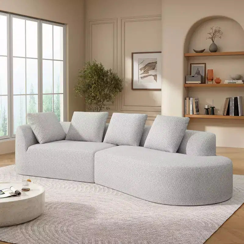 Christopher Knight Home 116 Modern Curved Sectional Sofa with High-Density Sponge and 4 Pillows