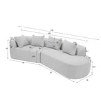 Christopher Knight Home 116 Modern Curved Sectional Sofa with High-Density Sponge and 4 Pillows