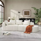 Christopher Knight Home 116 Modern Curved Sectional Sofa with High-Density Sponge and 4 Pillows