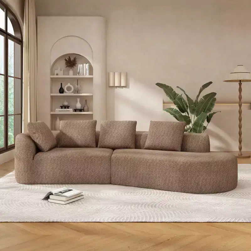 Christopher Knight Home 116 Modern Curved Sectional Sofa with High-Density Sponge and 4 Pillows